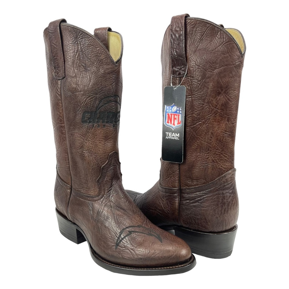 San Diego Chargers Men’s 8.5 Brown Leather Western Cowboy Boots‎ Made in Mexico